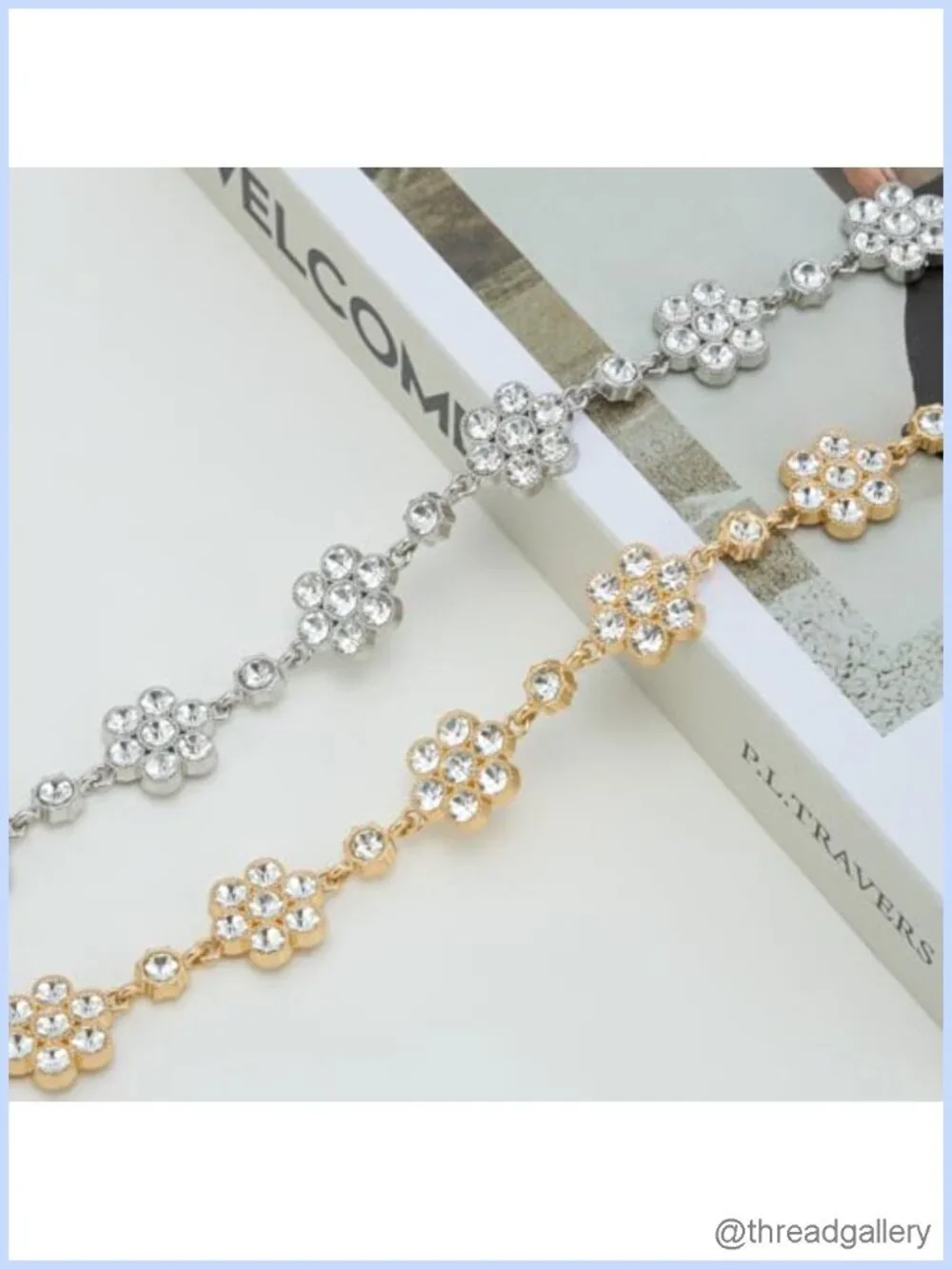 Rhinestone Diamond Flower Waist Belt Silver-Tone Dress Belt 46